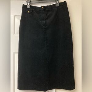 Lauren Ralph Lauren Corduroy Elegant Black Midi Skirt LIKE NEW sz 12